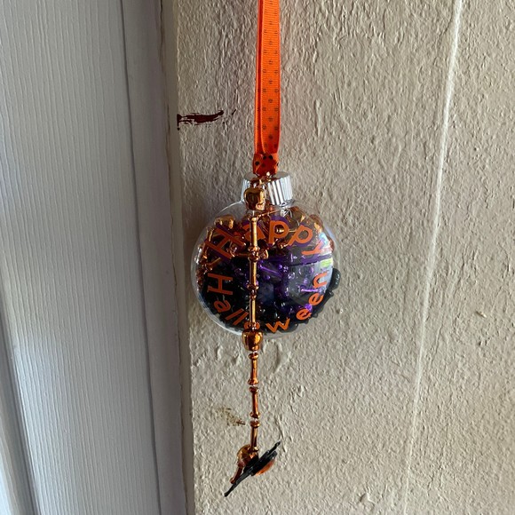 Halloween Glitter Ornament Spider Jack o lantern face - Picture 7 of 7